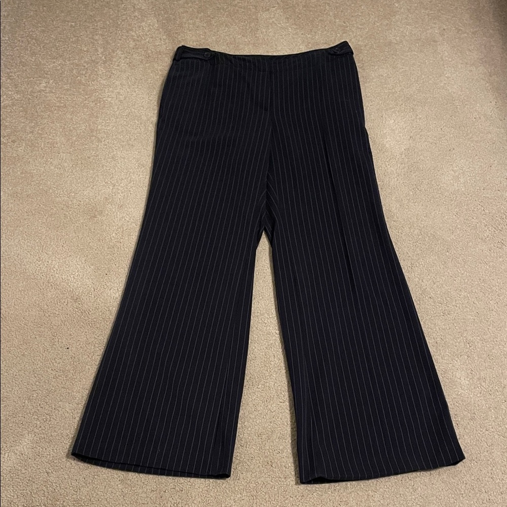 New York & Company Women's Navy Pinstripe Pants Size 8 (Fair)